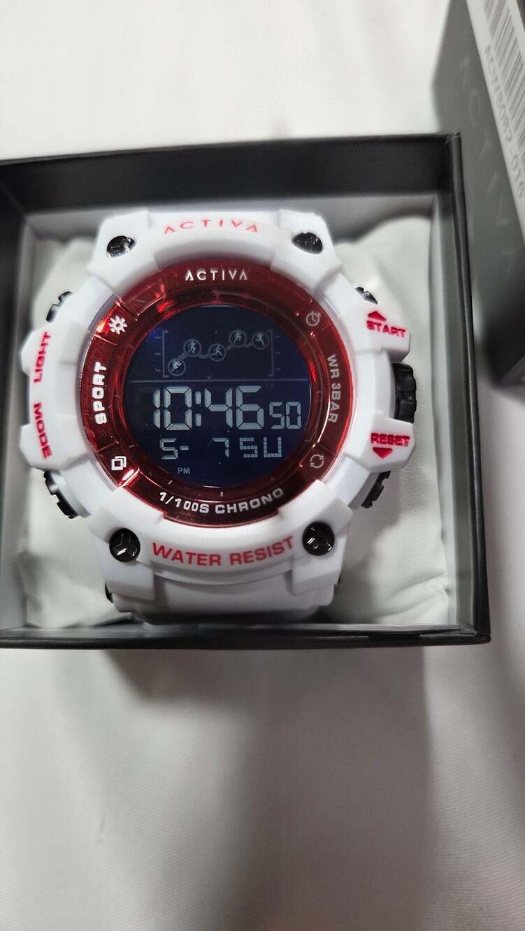 Activa Digital Sport Watch ACW8082-016 50mm White Red